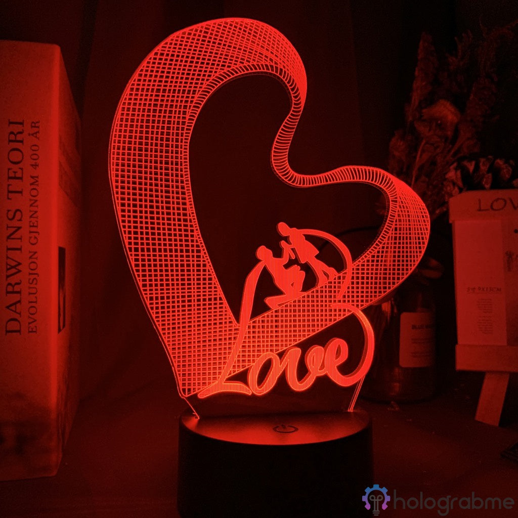 lampe personnalisée 3d en forme de cœur