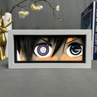 Boite lumineuse Ciel Phantomhive Black Butler fond noir et orange, pentagramme et lune pour décoration chambre anime