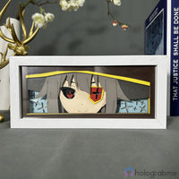 Boite lumineuse Megumin Konosuba cadre blanc, portrait en papier découpé sans éclairage avec chapeau magicien et œil rouge