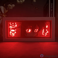Boite lumineuse Rias Gremory High School DxD lumière rouge intense en mode sombre, yeux rouges et motifs démoniaques