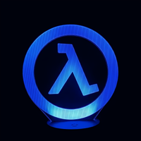 Lampe 3D LED Jeu Vidéo Half Life Logo effet holographique fond noir