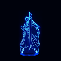 Lampe 3D LED Bleach Ichigo Kurosaki effet holographique fond noir