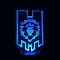 Lampe 3D LED World of Warcraft L'Alliance effet holographique fond noir
