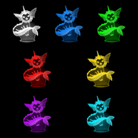 Lampe 3D Pokémon Aquali 7 couleurs LED rouge vert bleu violet jaune cyan blanc