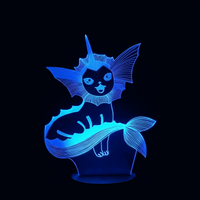 Lampe 3D LED Pokémon Aquali effet holographique fond noir