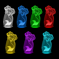 Lampe 3D Princesse Disney Ariel la petite sirène 7 couleurs LED rouge vert bleu violet jaune cyan blanc