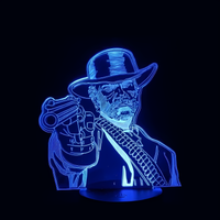 Lampe 3D LED RDR2 Arthur Morgan effet holographique fond noir