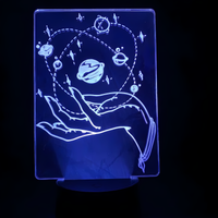 Lampe 3D LED Espace Astrologie Planètes effet holographique fond noir