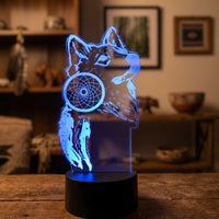 Lampe veilleuse Animal Attrape Rêve Loup décoration chambre ambiance LED