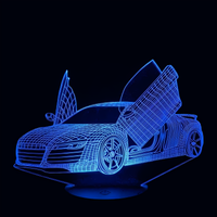 Lampe 3D LED Voiture Audi R8 effet holographique fond noir