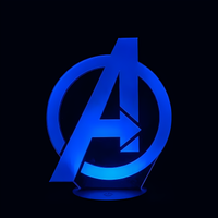 Lampe 3D LED Marvel Avengers Logo effet holographique fond noir