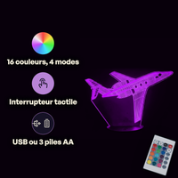 Private Jet Lamp, specifications: remote control, 16 colours, USB or battery powered