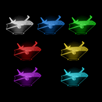 Lampe 3D Avion Dans le Ciel 7 couleurs LED rouge vert bleu violet jaune cyan blanc