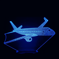 Lampe 3D LED Avion Dans le Ciel effet holographique fond noir