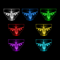 Lampe 3D Avion De Ligne 7 couleurs LED rouge vert bleu violet jaune cyan blanc
