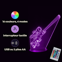 Caractéristiques lampe 3D LED Counter Strike AWP télécommande 16 couleurs USB ou piles