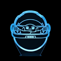 Lampe 3D LED Star Wars Baby Yoda Toy effet holographique fond noir