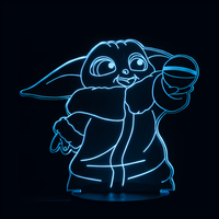 Lampe 3D LED Star Wars Baby Yoda effet holographique fond noir