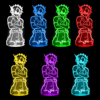 Lampe 3D My Hero Academia Bakugo Katsuki 7 couleurs LED rouge vert bleu violet jaune cyan blanc