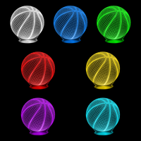 Lampe 3D Sport Ballon de Basket 7 couleurs LED rouge vert bleu violet jaune cyan blanc