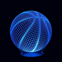 Lampe 3D LED Sport Ballon de Basket effet holographique fond noir