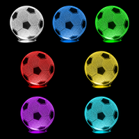 Lampe 3D Sport Ballon de Foot 7 couleurs LED rouge vert bleu violet jaune cyan blanc