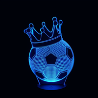 Lampe 3D LED Sport Ballon de Foot Champion effet holographique fond noir