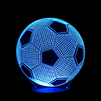 Lampe 3D LED Sport Ballon de Foot effet holographique fond noir
