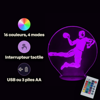 Caractéristiques lampe 3D LED Sport Ballon de Handball télécommande 16 couleurs USB ou piles