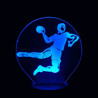 Lampe 3D LED Sport Ballon de Handball effet holographique fond noir