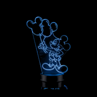 Lampe 3D LED Mickey Ballons de Mickey effet holographique fond noir