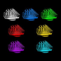 Lampe 3D Bateau À Voiles 7 couleurs LED rouge vert bleu violet jaune cyan blanc