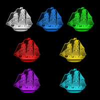 Lampe 3D Bateau Pirate 7 couleurs LED rouge vert bleu violet jaune cyan blanc