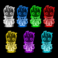 Lampe 3D Marvel Bébé Groot 7 couleurs LED rouge vert bleu violet jaune cyan blanc