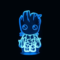 Lampe 3D LED Marvel Bébé Groot effet holographique fond noir