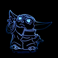 Lampe 3D LED Star Wars Bébé Yoda effet holographique fond noir
