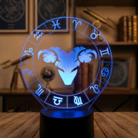 Aries Zodiac Sign Lamp used as a night light, bedroom decor and ambient lighting