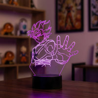 Dragon Ball Z Black Goku Rosé Lamp used as a night light, bedroom decor and ambient lighting