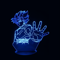 Lampe 3D LED Dragon Ball Z Black Goku Rosé effet holographique fond noir