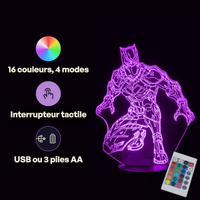 Caractéristiques lampe 3D LED Marvel Black Panther télécommande 16 couleurs USB ou piles