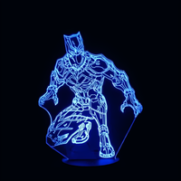 Lampe 3D LED Marvel Black Panther effet holographique fond noir