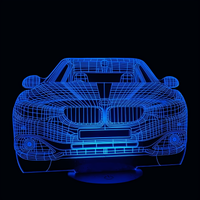 Lampe 3D LED Voiture BMW effet holographique fond noir