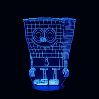 Lampe 3D LED Dessin Animé Bob l'éponge effet holographique fond noir