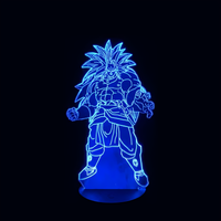 Lampe 3D LED Dragon Ball Z Broly SSJ3 effet holographique fond noir
