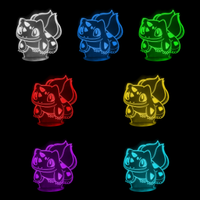 Lampe 3D Pokémon Bulbizarre 7 couleurs LED rouge vert bleu violet jaune cyan blanc