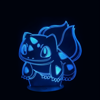 Lampe 3D LED Pokémon Bulbizarre effet holographique fond noir