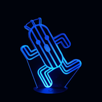 Lampe 3D LED Final Fantasy Cactuar (Pampa) effet holographique fond noir