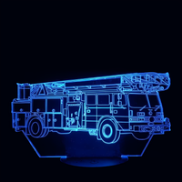 Lampe 3D LED Voiture Camion de Pompier effet holographique fond noir