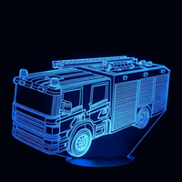Lampe 3D LED Voiture Camion Pompier effet holographique fond noir