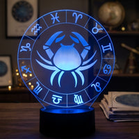 Cancer Zodiac Sign Lamp used as a night light, bedroom decor and ambient lighting